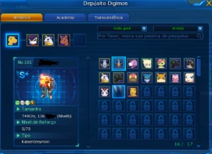 conta com omega x beta liberado LADMO server alphamon - Digimon Masters Online