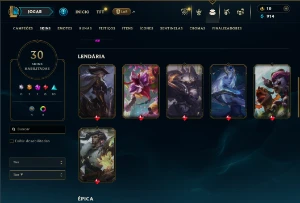 Prata 4 com 70 Champs e 30 Skins - League of Legends LOL