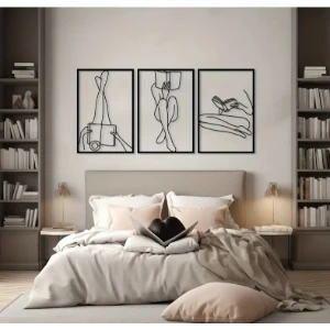 Trio de Quadros Mulheres Lendo em MDF Preto 40 x 27 cm - Artesanato e Personalizados