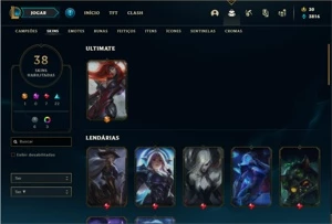 Conta ouro 1 com 64 Champs e 38 Skins - League of Legends LOL