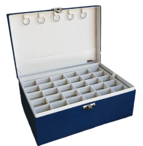 Porta-Joias Azul-Marinho e Bege de 5 Andares - Artesanato e Personalizados