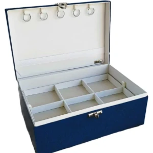 Porta-Joias Azul-Marinho e Bege de 5 Andares - Artesanato e Personalizados