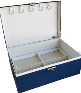 Porta-Joias Azul-Marinho e Bege de 5 Andares - Artesanato e Personalizados