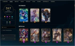 CONTA LEAGUE OF LEGENDS 267 SKINS +CONTA  VALORANT COM PASSE LOL