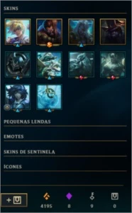 Conta Unranked lv130 42 champs 34 skins (muito RP sobrando) - League of Legends LOL