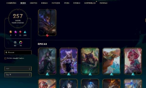 Conta platina 4- 257 SKINS - League of Legends LOL