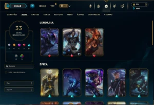 Platina 1 com 85 Champs e 33 Skins - League of Legends LOL