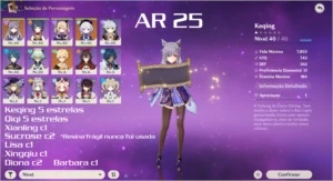AR 25 Keqing + Qiqi e muito mais... - Genshin Impact