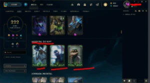 NEGOCIAVEL LEAGUE 222 SKINS 235 ICONES 115 CAMPEOES LVL 336 - League of Legends LOL