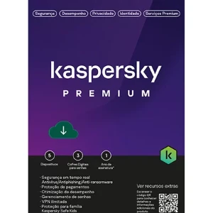 Kaspersky Antivírus Premium 5 dispositivos 12 meses PC - Softwares e Licenças