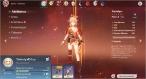 Conta Genshin Impact AR 5 com Yoimiya + Diluc