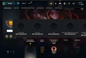 Unranked com 55 Champs e 14 Skins + 22 Fragmentos - League of Legends LOL