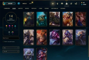 Unranked com 55 Champs e 14 Skins + 22 Fragmentos - League of Legends LOL