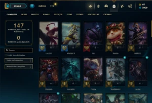Unranked com 55 Champs e 14 Skins + 22 Fragmentos - League of Legends LOL