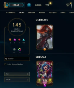 CONTA LOL- LVL 195 - 165 Champions - 145 Skins - FULL ACESSO - League of Legends