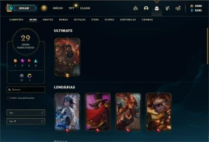 Conta ouro 2 com 55 Champs e 29 Skins + 4000 RP - League of Legends LOL
