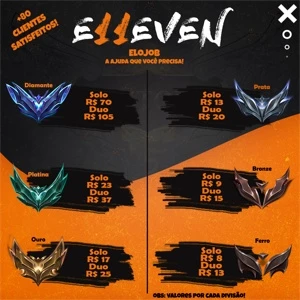 ELLEVEN JOB'S Eloboost/Duoboost/Coach e md10 - League of Legends LOL