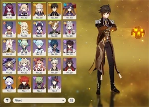 Zhongli, Albedo, Mona, Diluc, Qiqi Ar30 - Genshin Impact