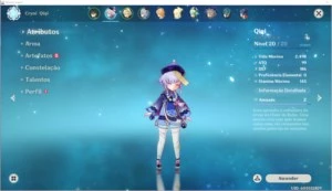 Conta Genshin Impact Xiao + Qiqi + Ganyu