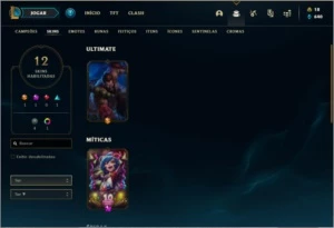 Conta platina 3 com 12 skins e 34 champs - League of Legends LOL