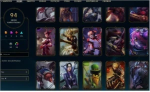 Conta Diamante, todos os campeões , 94 skins, 333 ícones. - League of Legends LOL