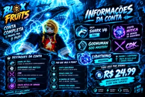 Conta Shark V4🦈+Gh 600 Maestria👊+CDK⚔️+Rumble⚡+brinde🎁 - Roblox