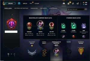 Conta prata 2 com 110 Champs e 70 Skins + 400k de Yasuo - League of Legends LOL