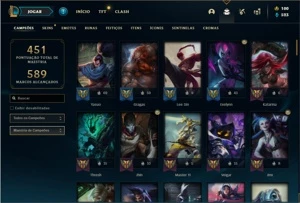Conta prata 2 com 110 Champs e 70 Skins + 400k de Yasuo - League of Legends LOL