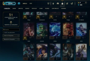 Unranked com 35 Champs e 9 Skins - League of Legends LOL