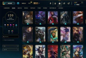 Prata 3 com TODOS os champs e 129 Skins - League of Legends LOL