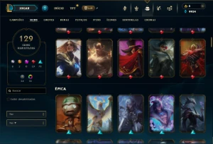 Prata 3 com TODOS os champs e 129 Skins - League of Legends LOL