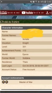 EK 201, NO SERVIDOR EPOCA, POR 110 REAIS. - Tibia