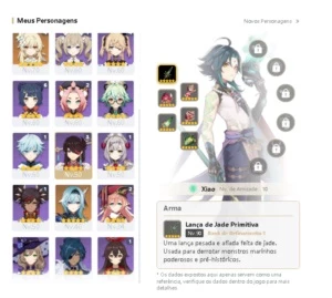 Conta Genshin AR53 Xiao+Jade, Diluc, Keqing, Eula,+2livros5* - Genshin Impact