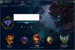 Conta Unraked Borda Plat 5 Barata - League of Legends LOL