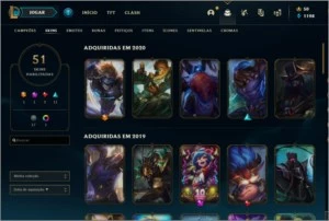 CONTA COM 55 SKINS, 117CHAMPS, CONTA UNRAKED DE BRINDE - League of Legends LOL