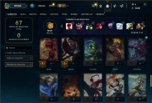 Bronze 2 com 55 Champs e 10 Skins - League of Legends LOL