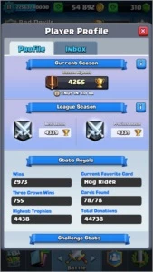CONTA CLASH ROYALE LVL 11