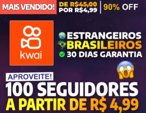 [MAIS VENDIDO] 100 Seguidores KWAI por apenas R$ 4,99 - Redes Sociais