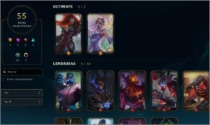 Conta LOL Plat4 + 2 skin Ultimate,55 skins, +107 Campeões - League of Legends