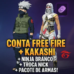 😍 Conta Free Fire + Kakashi + Ninja Branco + Troca Nick 😍