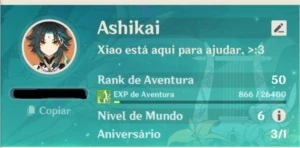 Conta Genshin Impact Xiao + Lança 5*