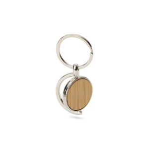Chaveiro Giratório de Metal e Bambu - Artesanato e Personalizados