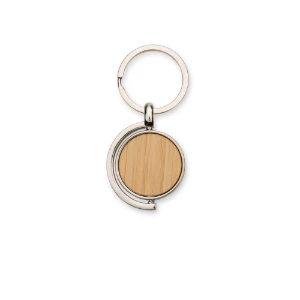 Chaveiro Giratório de Metal e Bambu - Artesanato e Personalizados