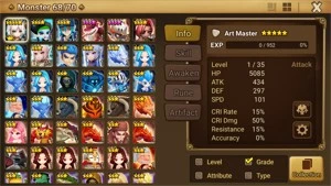 Reroll Summoners War lvl10 com Hanwul Pintor de Luz