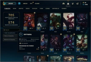 Conta diamante 4 com TODOS os champs e 242 skins ( MAIN JG ) - League of Legends LOL