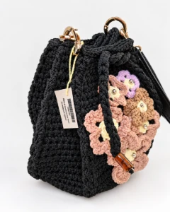 Bolsa de Crochê Sanfona com Flores - Artesanato e Personalizados