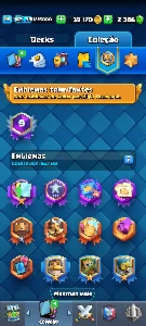 Clash Royale nível 42 com 8 evoluções e algumas elite.