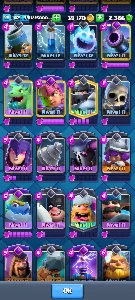 Clash Royale nível 42 com 8 evoluções e algumas elite.