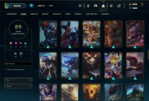 Platina 3 com 120 Champs e 89 Skins + 2000 RP ( TOP / JG ) - League of Legends LOL