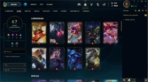 Conta League of Legends Nível 180 com 67 skins habilitadas LOL
